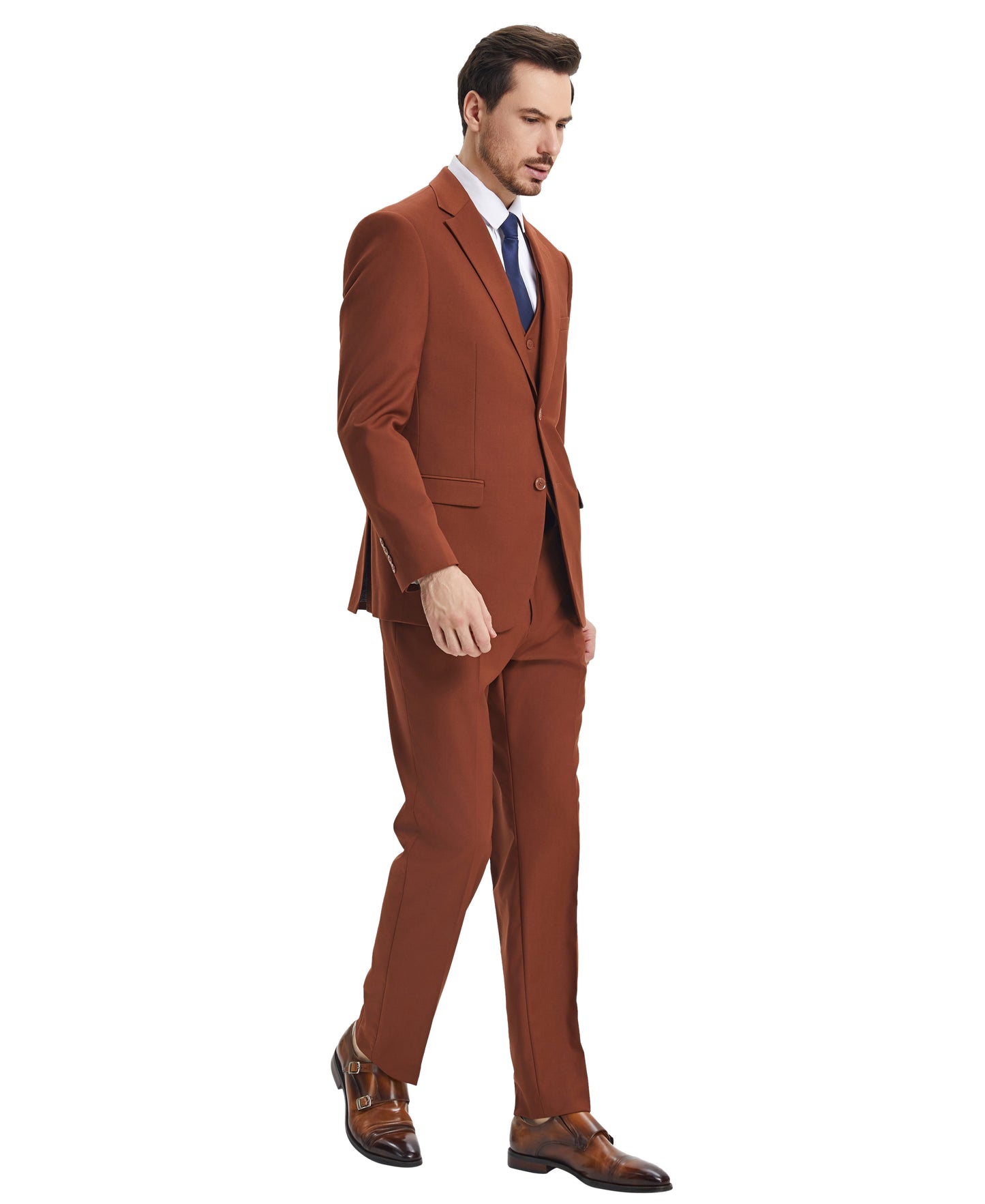 Stacy Adams Hybrid-Fit Vested Suit, Terracotta Brown