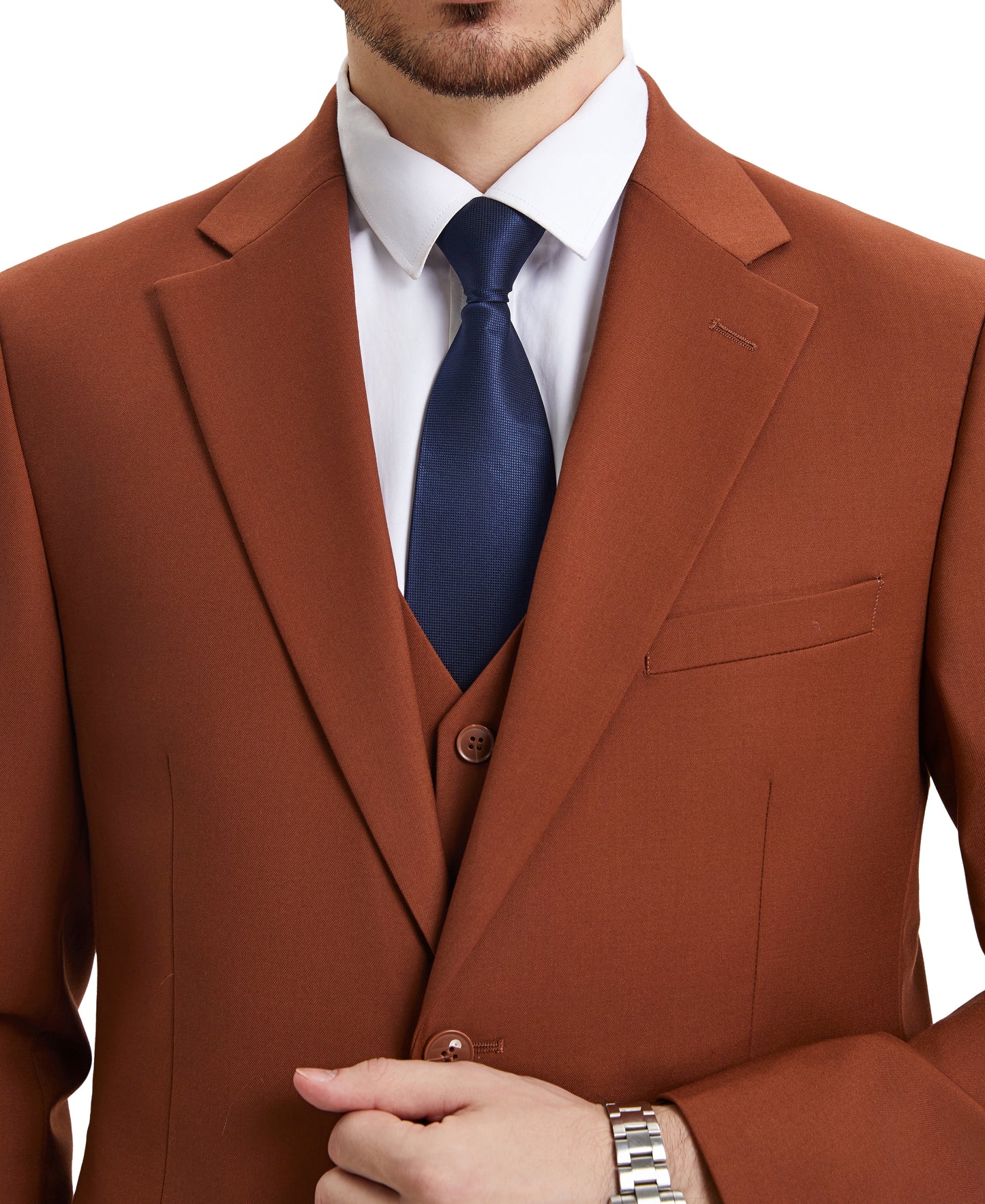 Stacy Adams Hybrid-Fit Vested Suit, Terracotta Brown