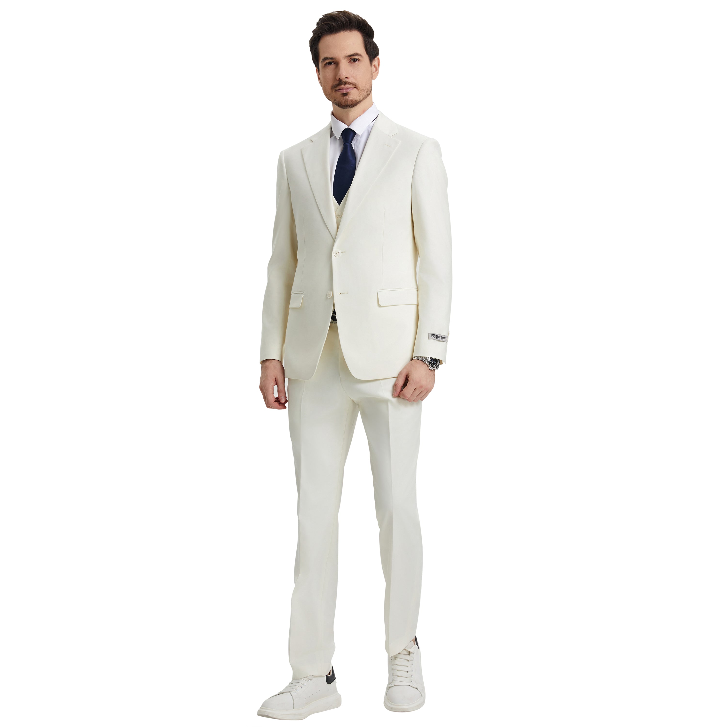 Men's Stacy Adams Hybrid-Fit 3pc Notch Lapel Suit Set, Jacket Vest and Pants