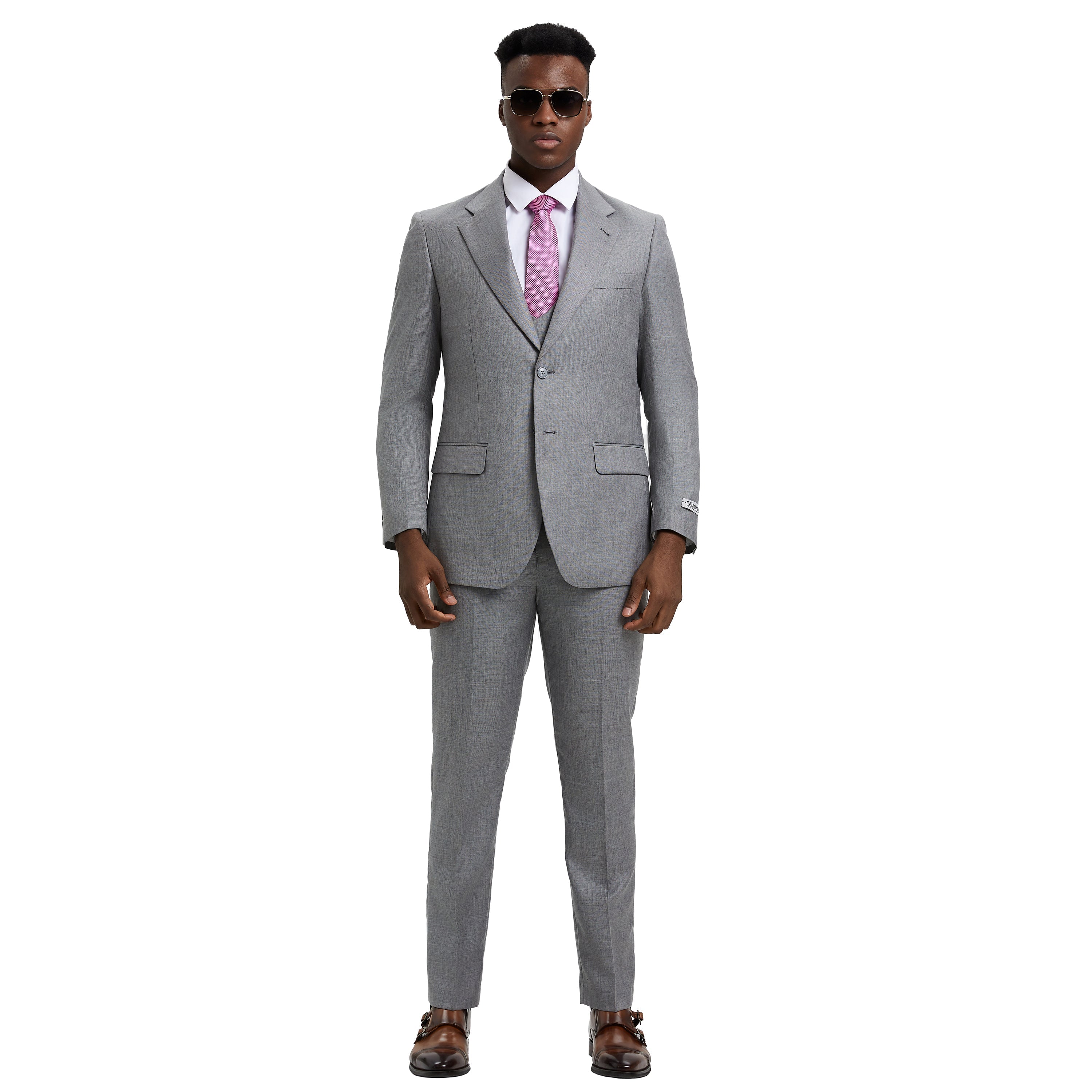 Men's Stacy Adams Sharkskin 3-Piece Suit