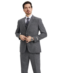 Stacy Adams Hybrid-Fit Vested Suit, Grey Tweed