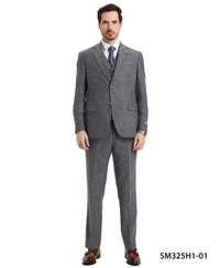 Stacy Adams Hybrid-Fit Vested Suit, Grey Tweed