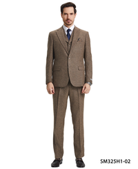 Stacy Adams Hybrid-Fit Vested Suit, Brown Tweed