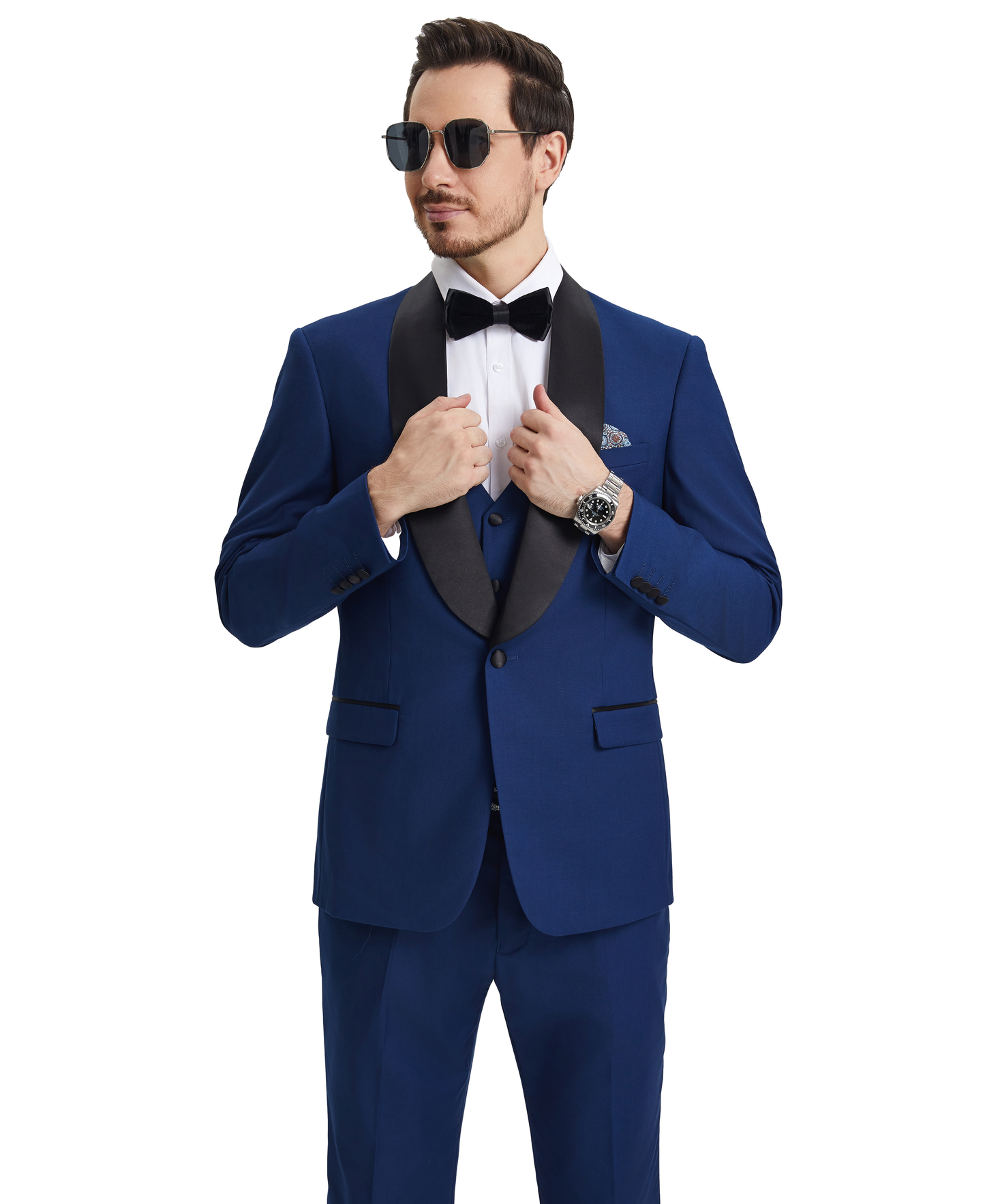 Stacy Adams Hybrid-Fit Vested Tuxedo, Solid Blue