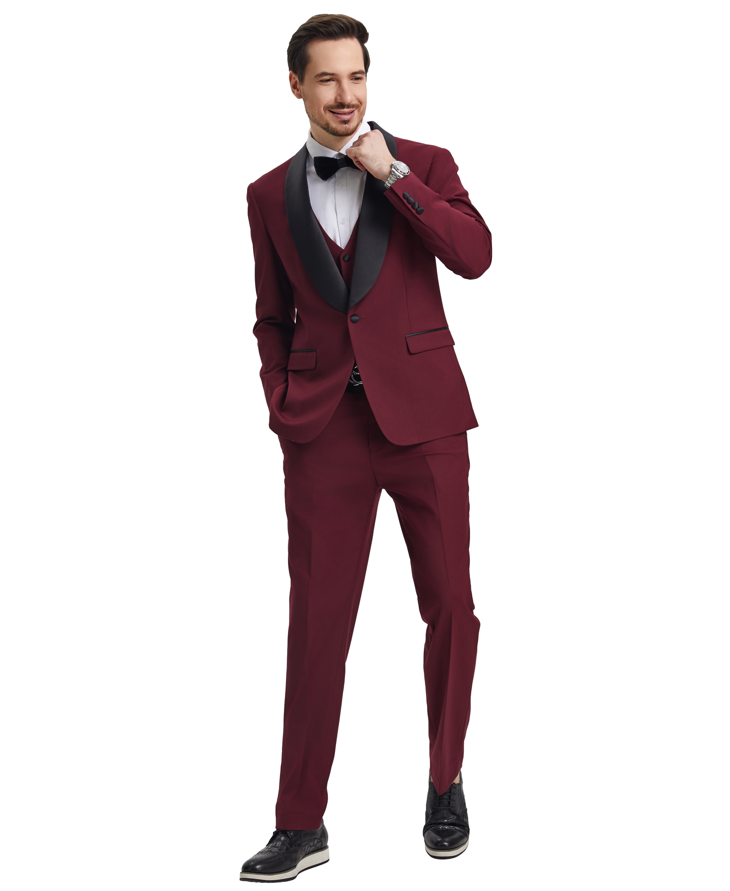 Stacy Adams Hybrid-Fit Vested Tuxedo, Burgundy