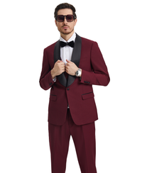 Stacy Adams Hybrid-Fit Vested Tuxedo, Burgundy