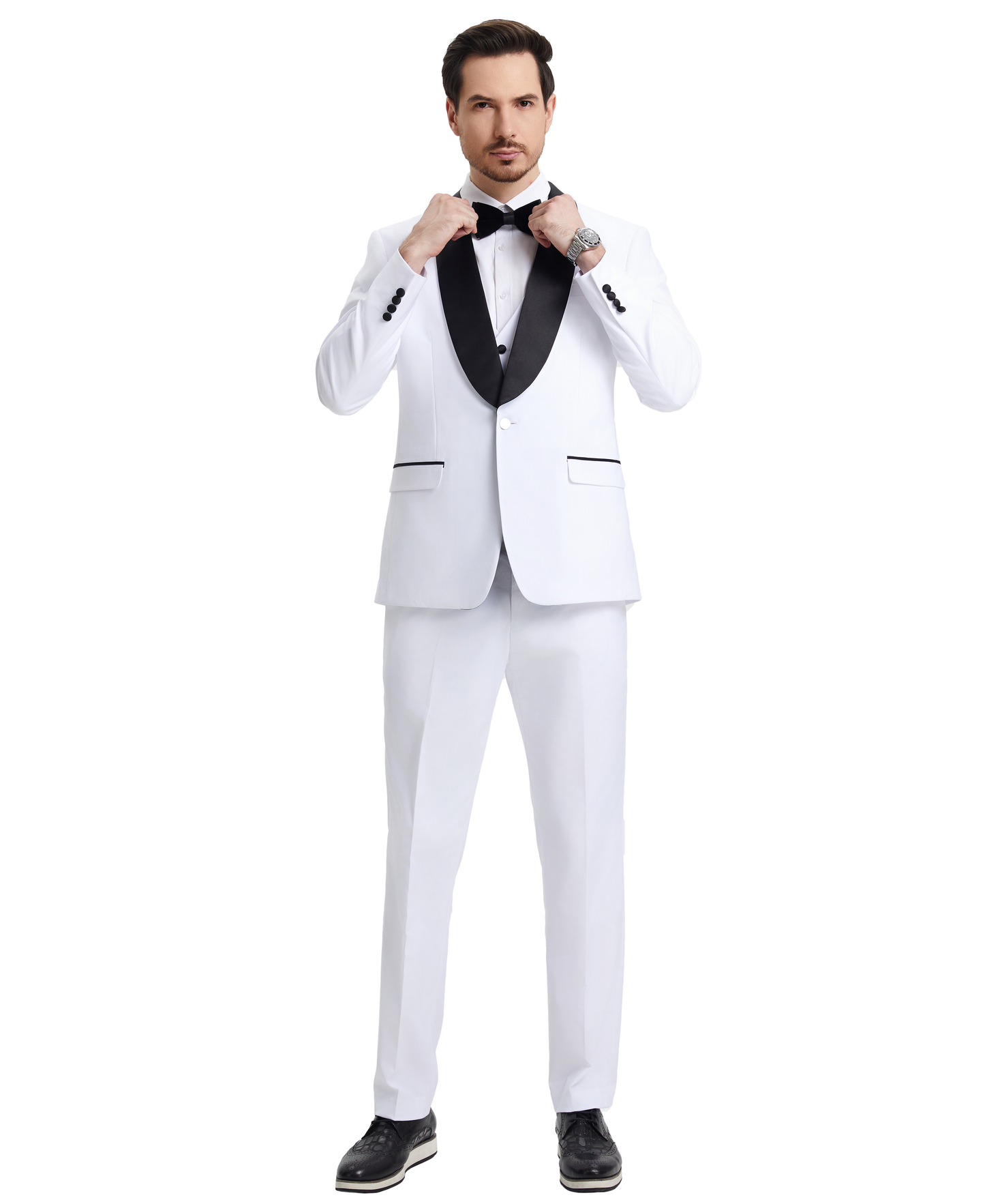 Stacy Adams Hybrid-Fit Vested Tuxedo, Snow White