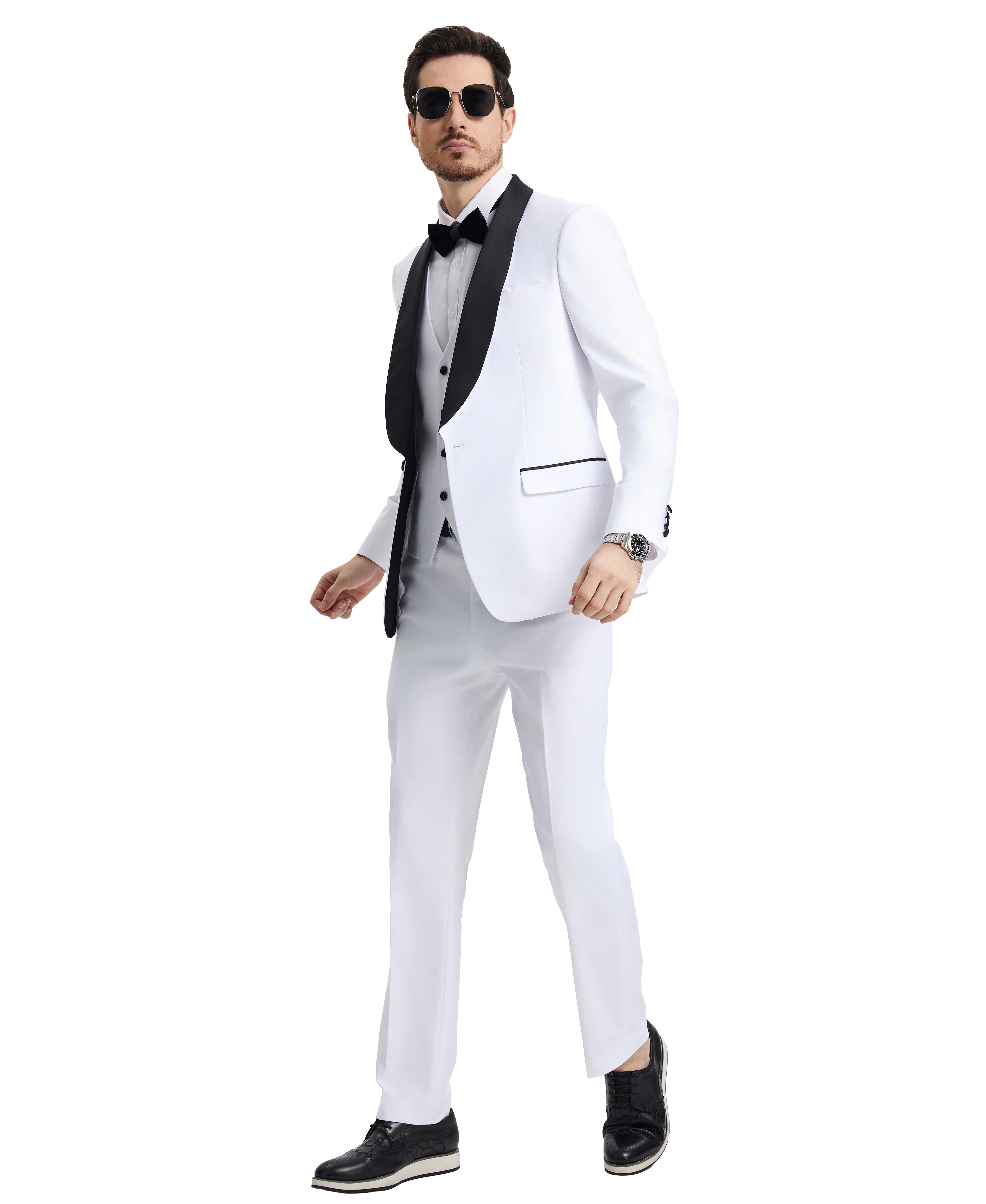 Stacy Adams Hybrid-Fit Vested Tuxedo, Snow White