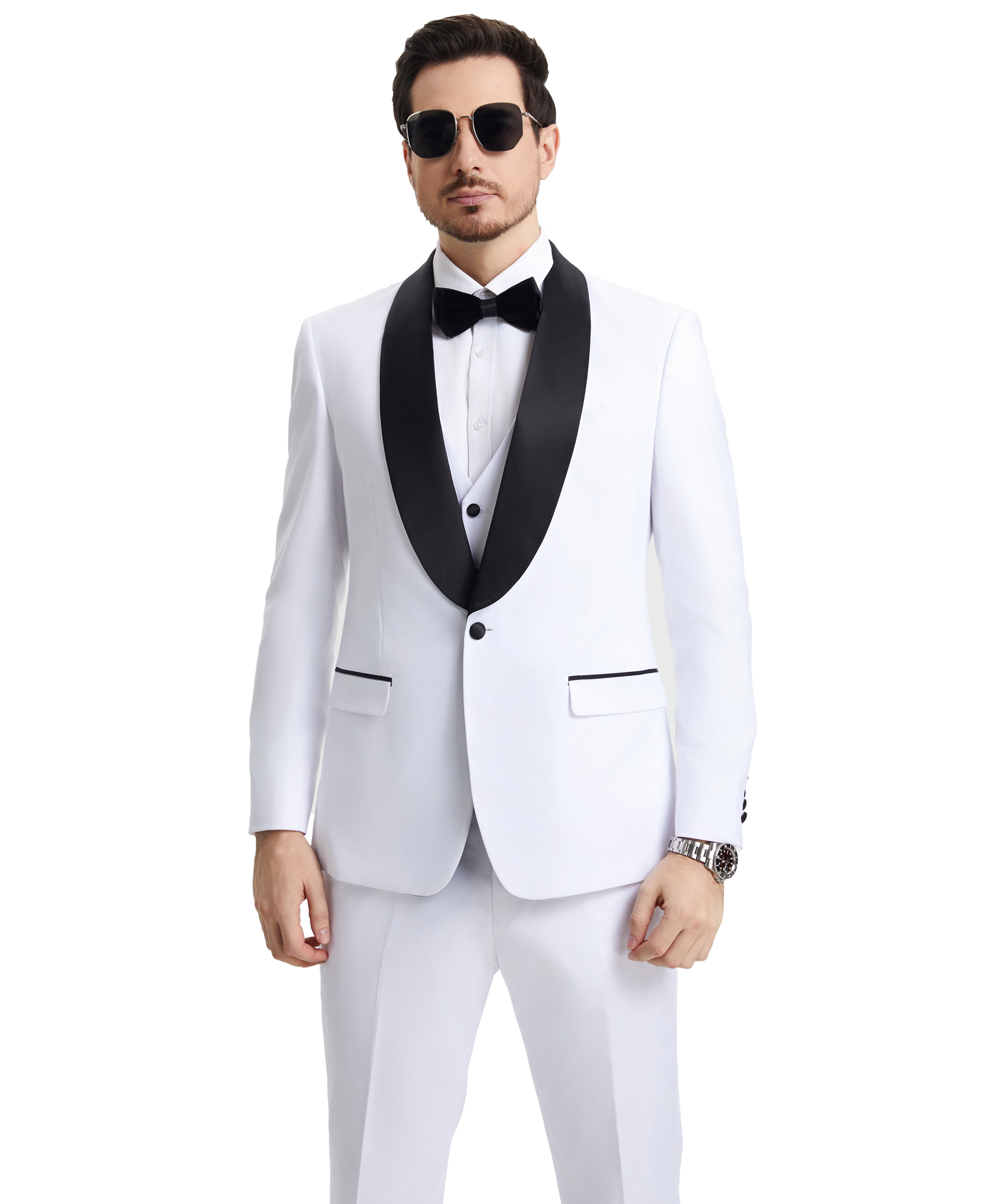 Stacy Adams Hybrid-Fit Vested Tuxedo, Snow White