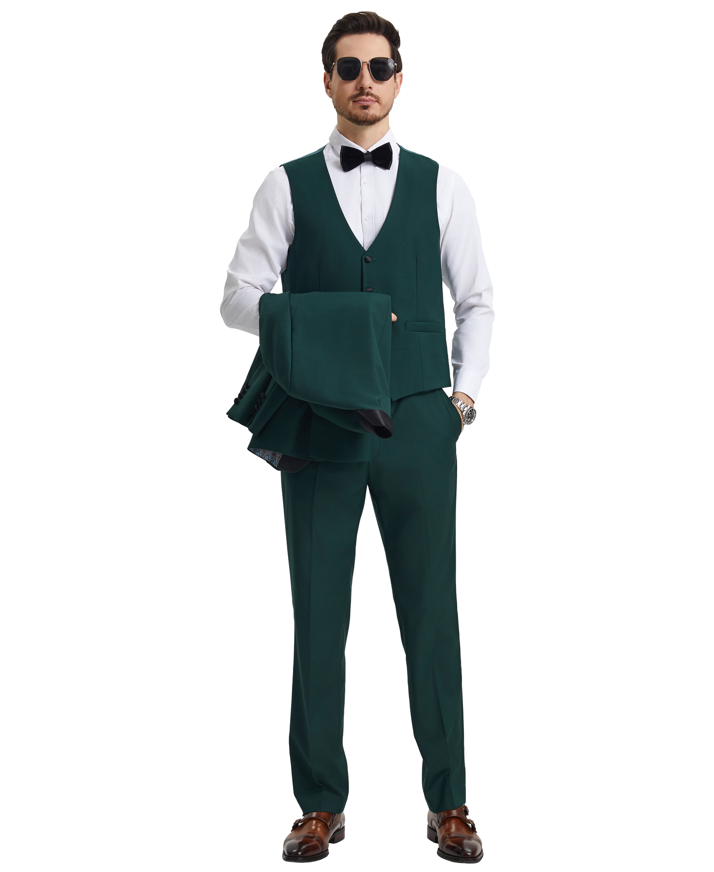 Stacy Adams Hybrid-Fit Vested Tuxedo, Green