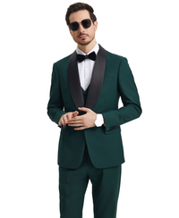 Stacy Adams Hybrid-Fit Vested Tuxedo, Green