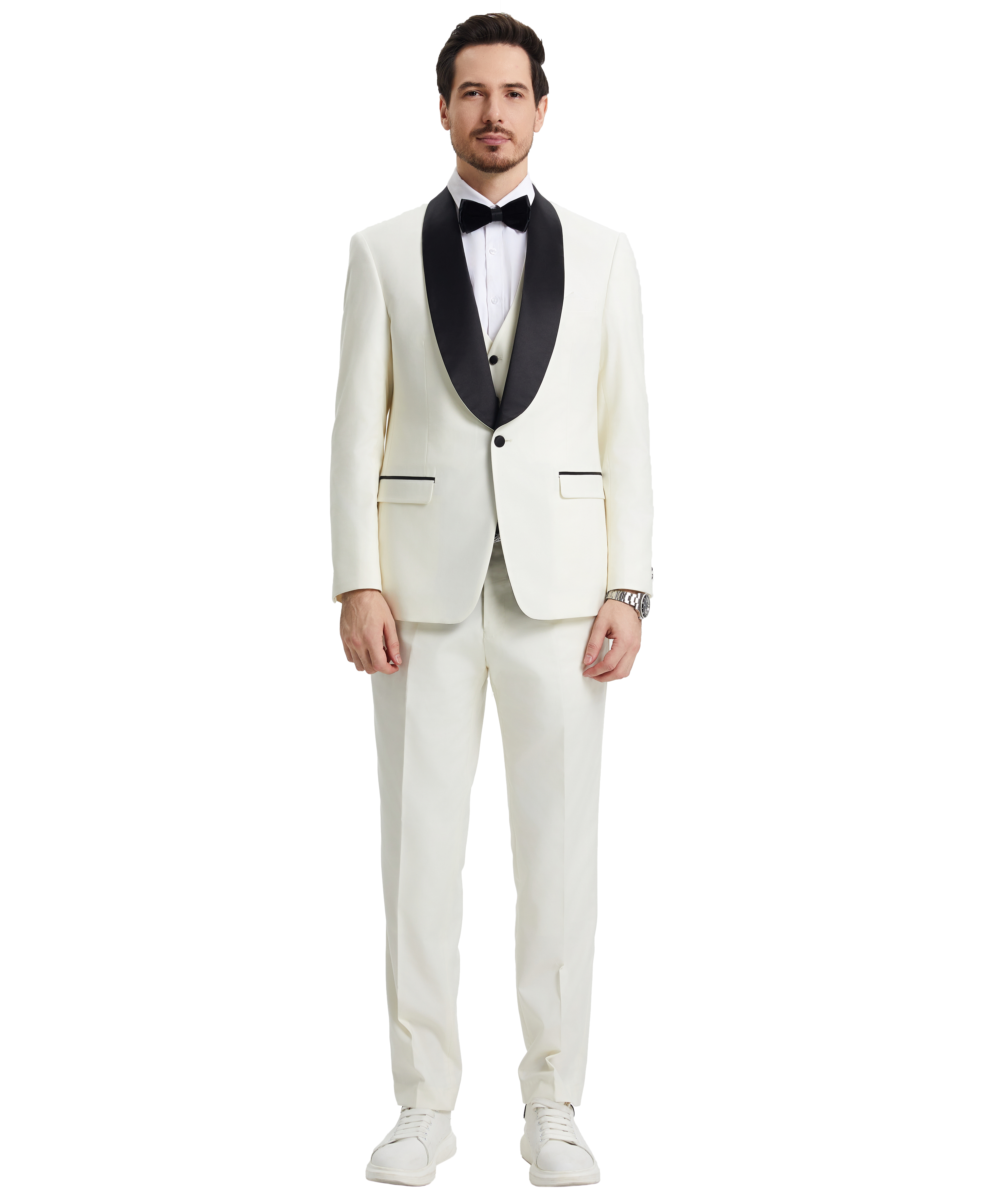 Stacy Adams Hybrid-Fit Vested Tuxedo, Ivory