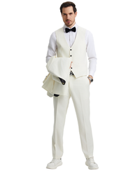 Stacy Adams Hybrid-Fit Vested Tuxedo, Ivory