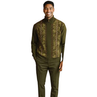 SILVERSILK: Suede Embroidered Zip Sweater 11005