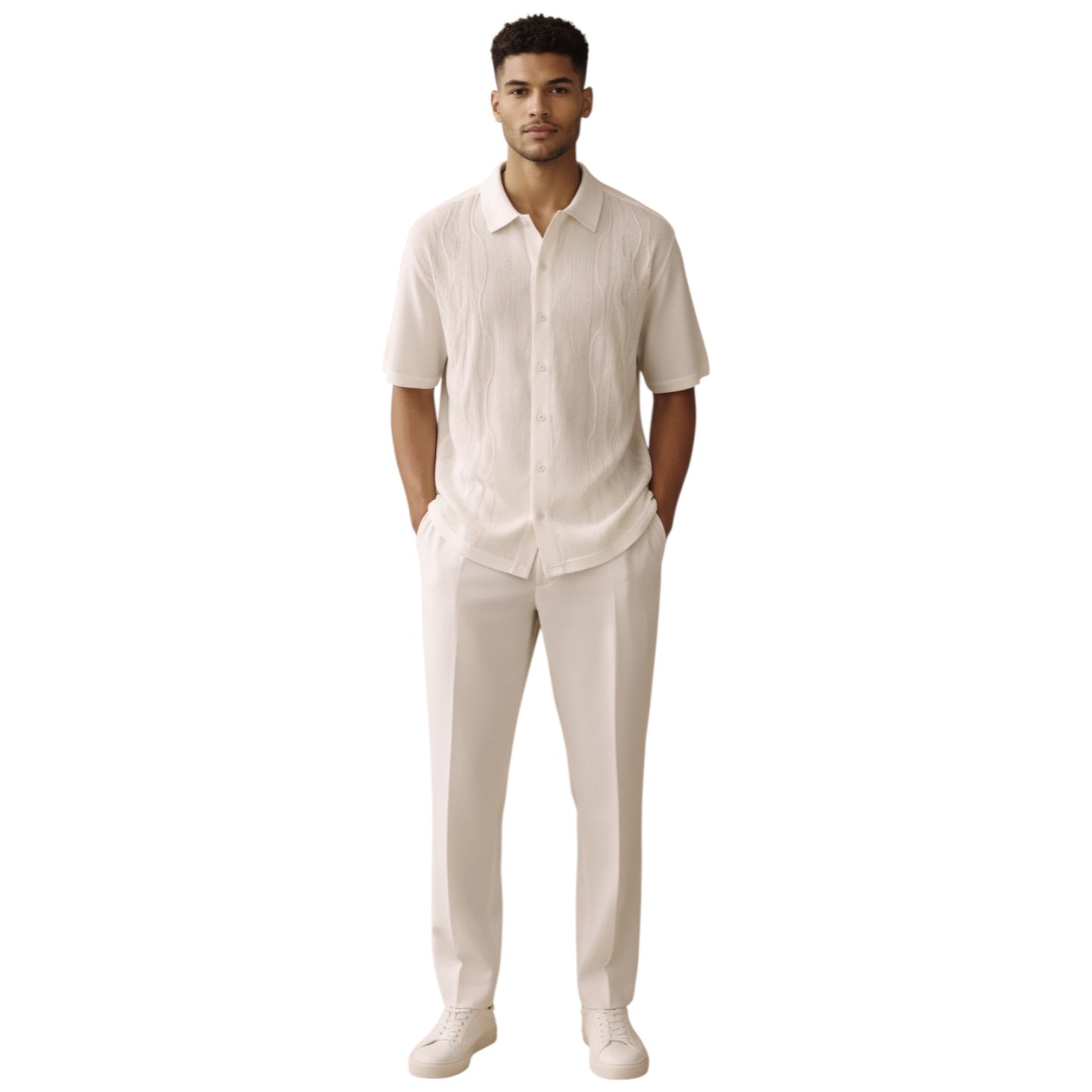 SILVERSILK: Knit Front Pant Set 21001
