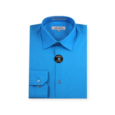 AMANTI: Slim Dress Shirt Turquoise