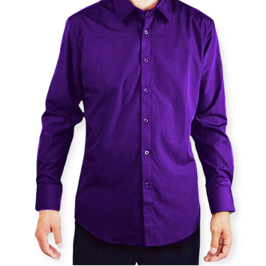 AMANTI: Slim Dress Shirt Purple