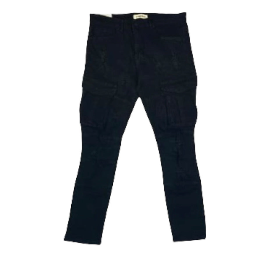 BLIND TRUST: Distressed Cargo Denim Jeans BTP21205