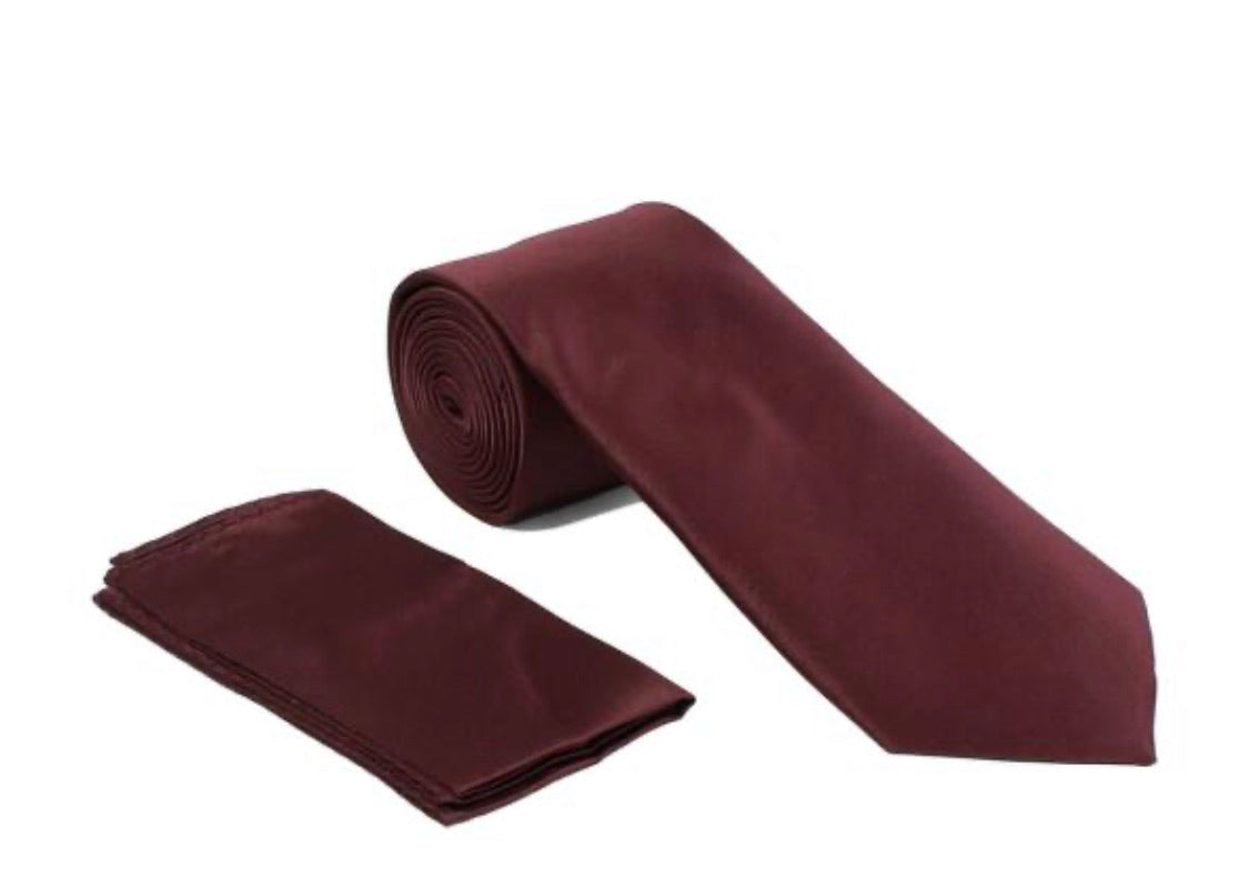 Stacy Adams Solid Burgundy Tie and Hanky - On Time Fashions Tuscaloosa