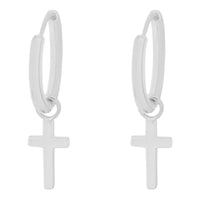 KING ICE: Cross Hoop Earrings ERX15037
