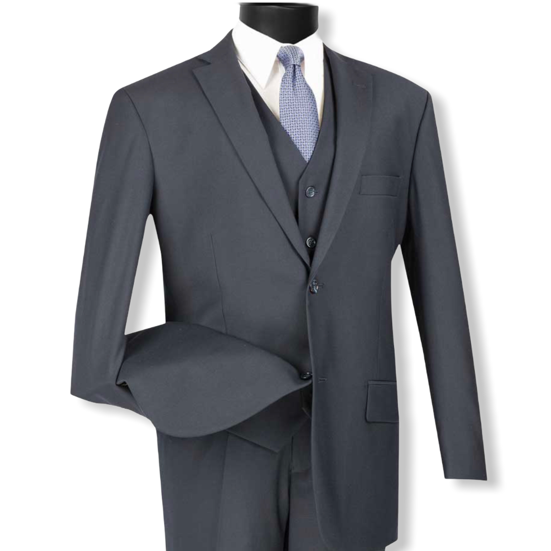 VINCI: 3pc. Solid Vested Suit V2TR - On Time Fashions Tuscaloosa