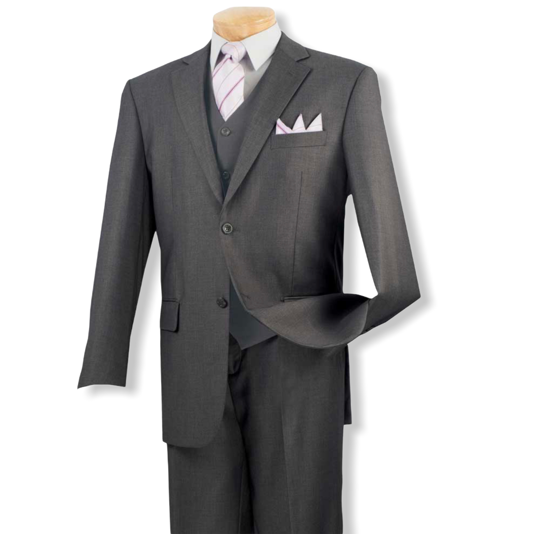 VINCI: 3pc. Solid Vested Suit V2TR - On Time Fashions Tuscaloosa