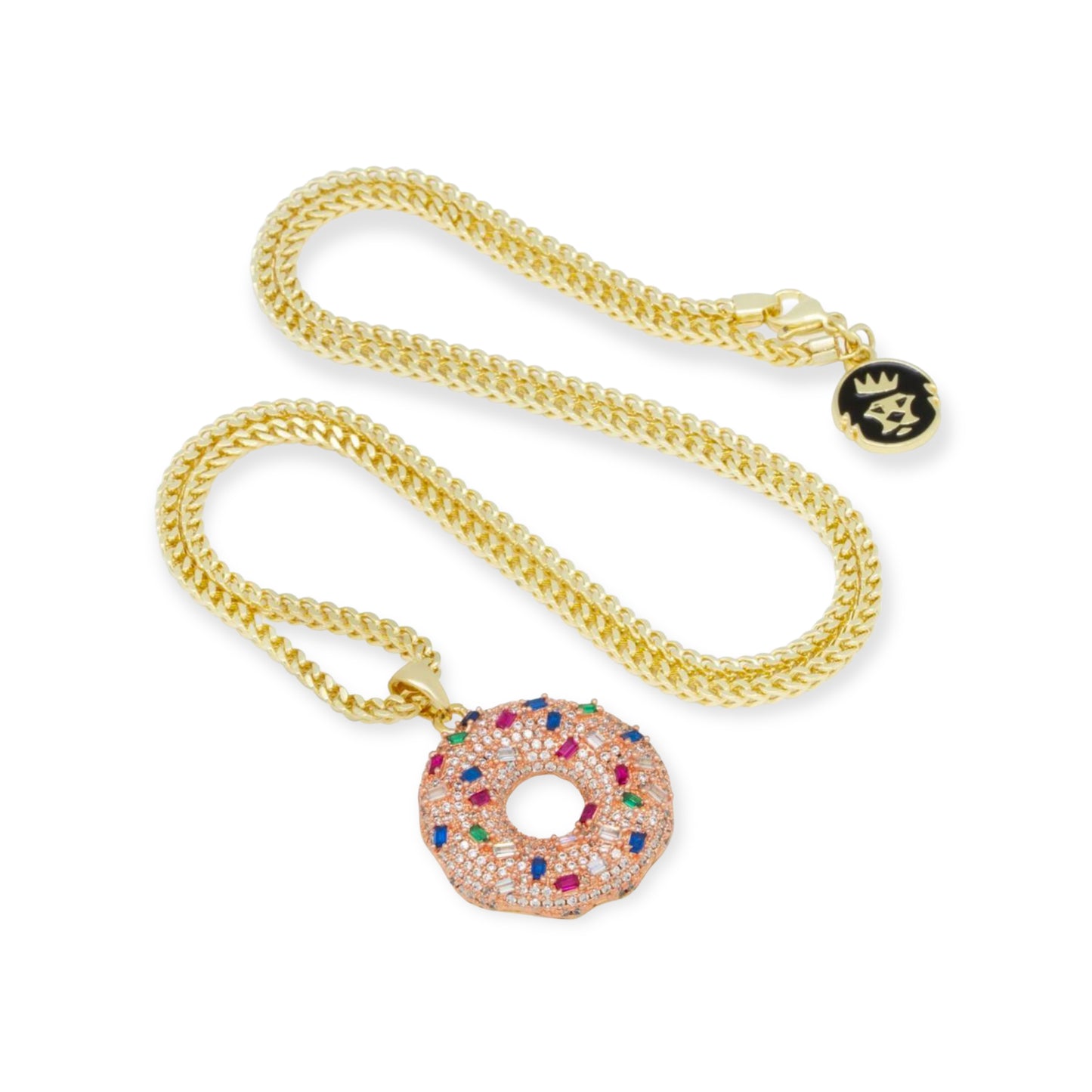 KING ICE: 14k Pink Donut Necklace