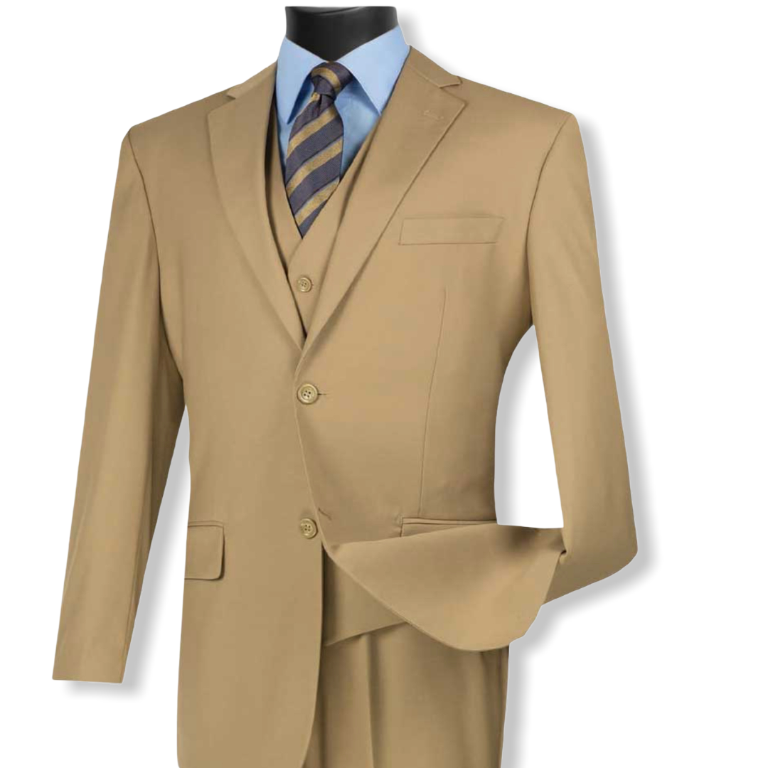 VINCI: 3pc. Solid Vested Suit V2TR - On Time Fashions Tuscaloosa