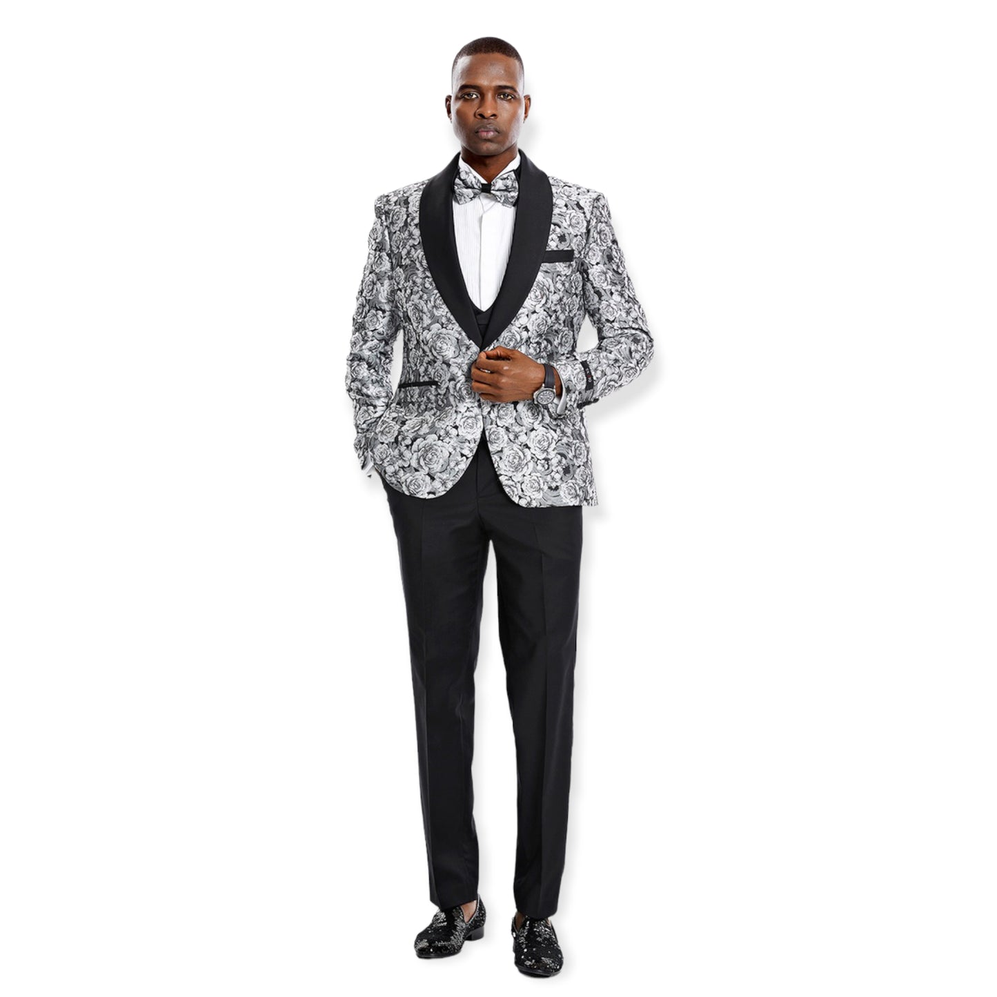 TAZZIO: Paisley 3pc Skinny Fit Suit M363SK