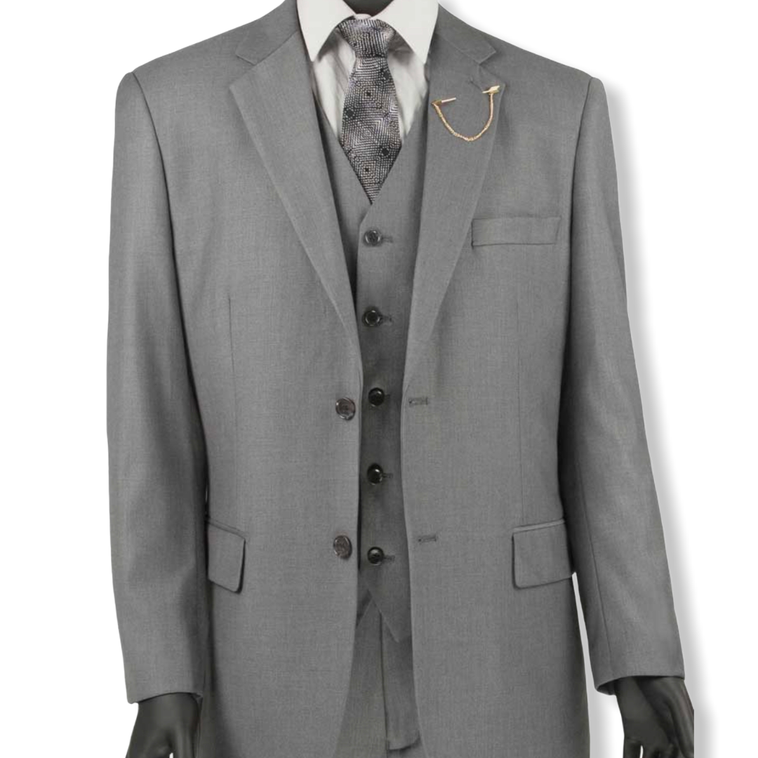 VINCI: 3pc. Solid Vested Suit V2TR - On Time Fashions Tuscaloosa