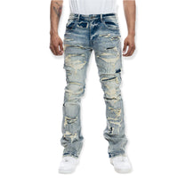 SMOKE RISE: Double Layered Flared Jeans JP22510