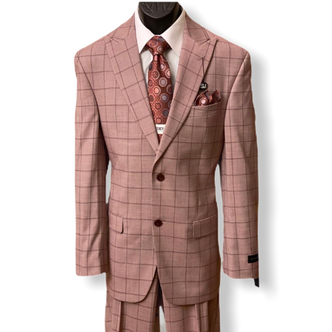 Sean John Windowpane 2pc. Suit - On Time Fashions Tuscaloosa